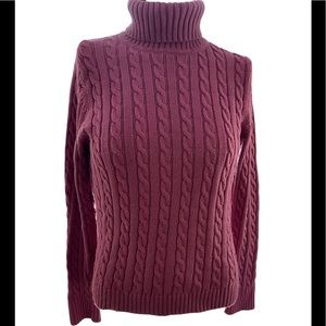 - L.L. Bean Rose Cable Knit  Turtleneck Sweater M